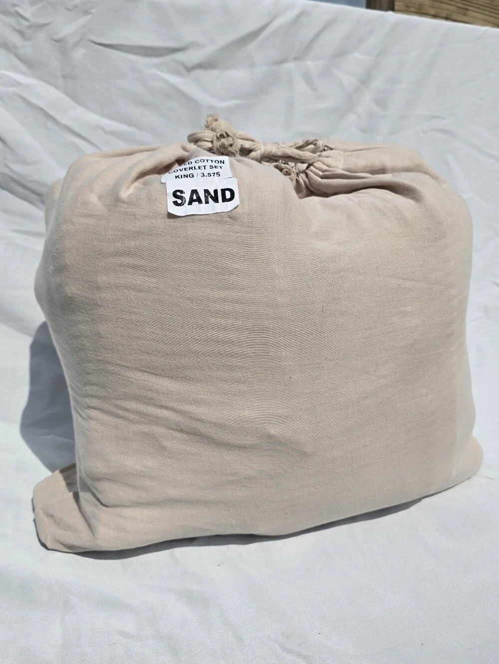 Quince King Ribbed Organic Cotton Coverlet Sham Set SAND DISCONTINUED COLOR